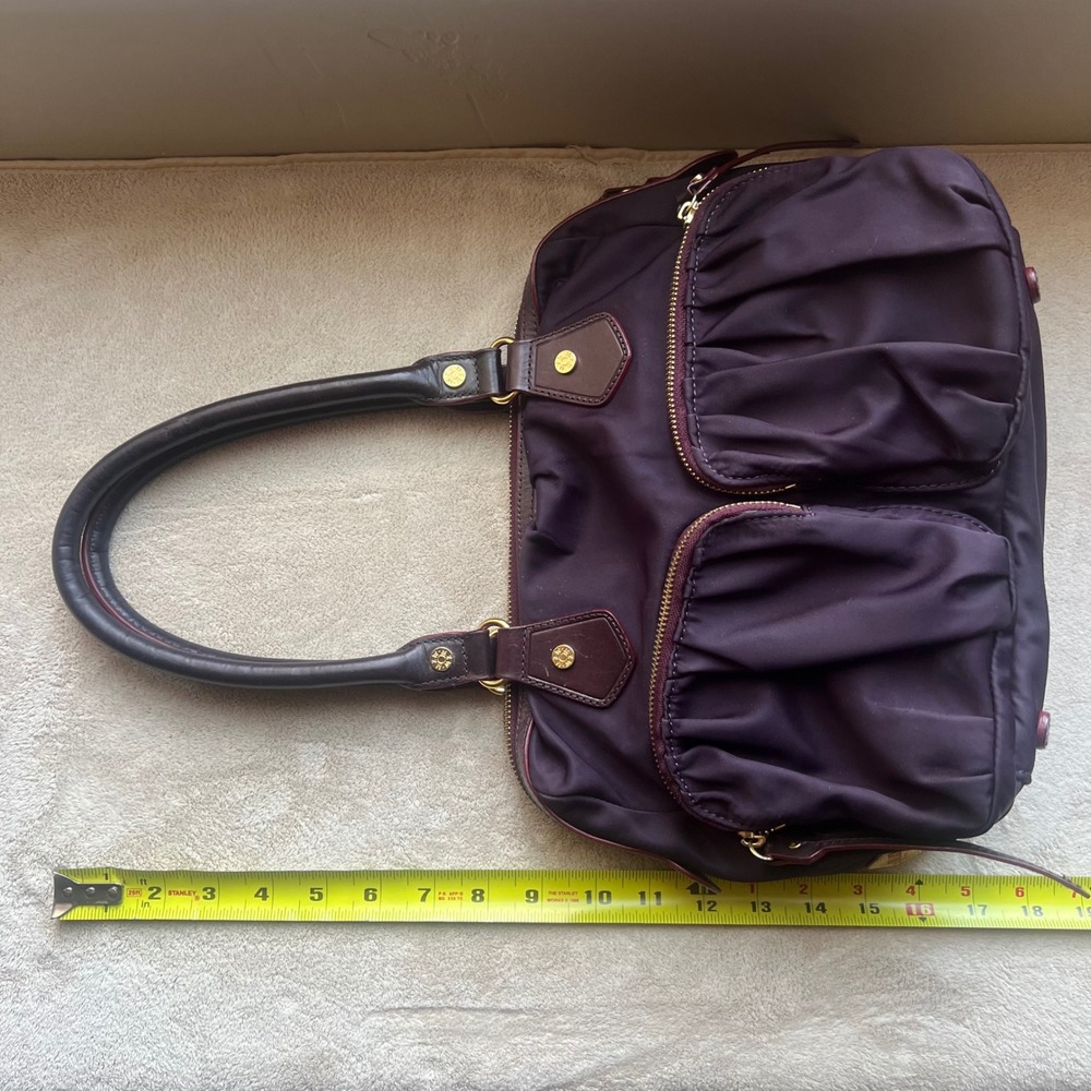 MZ Wallace Jane Satchel Bag Eggplant Plum Purple Nylon Leather Trim Designer‎ - Picture 14 of 16